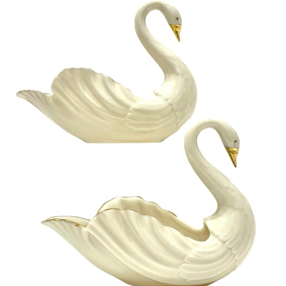 LENOX Vintage Swan 24K Gold Trim Porcelain Trinket Dish (Set of 2) in EUC - Picture 9 of 10